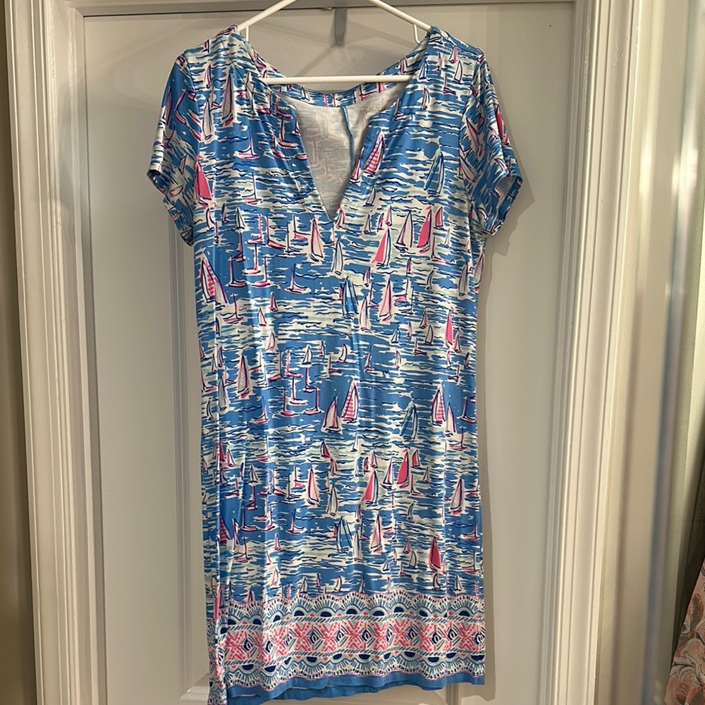 Lilly Pulitzer Blue and Pink Sailboat Print dress